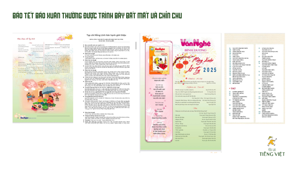 Báo Tết, báo Xuân là ấn phẩm đặc biệt với nội dung được chọn lọc kỹ càng và hình thức đẹp mắt. Cùng đọc những trang báo xuân 2025 đầu tiên của thành viên Yêu lại tiếng Việt nhé!