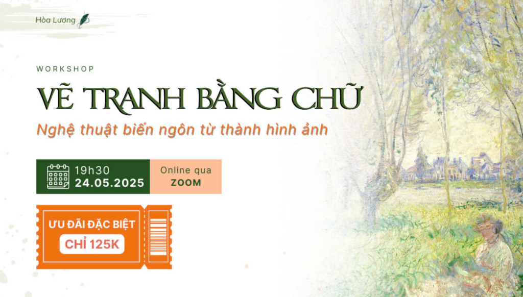 Không phải 3, cũng không phải 5, mà hơn 20 kỹ thuật biến ngôn từ thành “hình ảnh” sẽ được mình giới thiệu trong workshop VẼ TRANH BẰNG CHỮ diễn ra vào 19 giờ 30 phút, thứ Bảy ngày 24/05/2025.